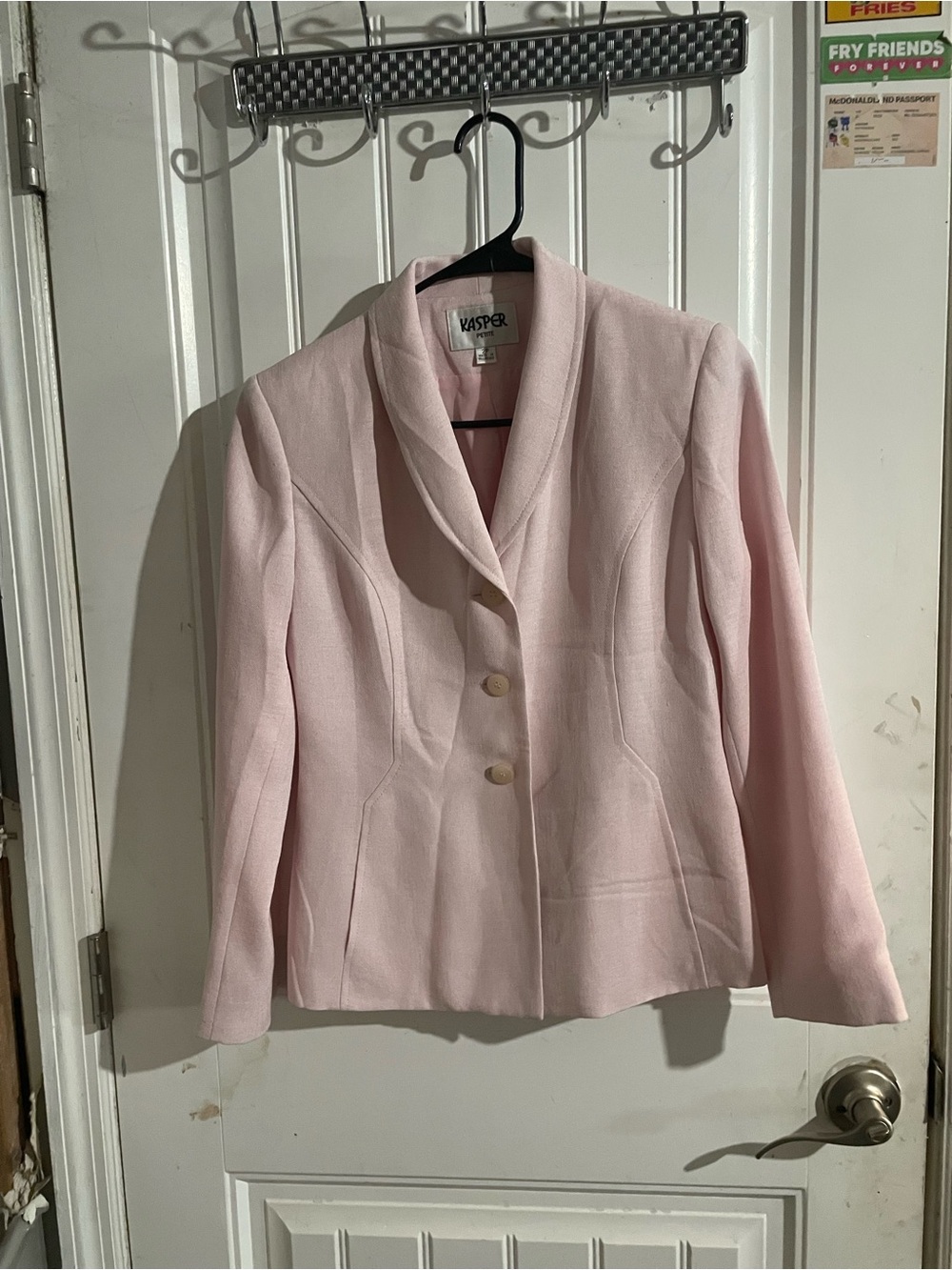 Women's Light Pink Tailored Blazer Jacket & Pencil Skirt Outfit